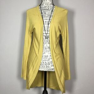 Mustard yellow like new open front cardigan duster lagenlook layering sz XS